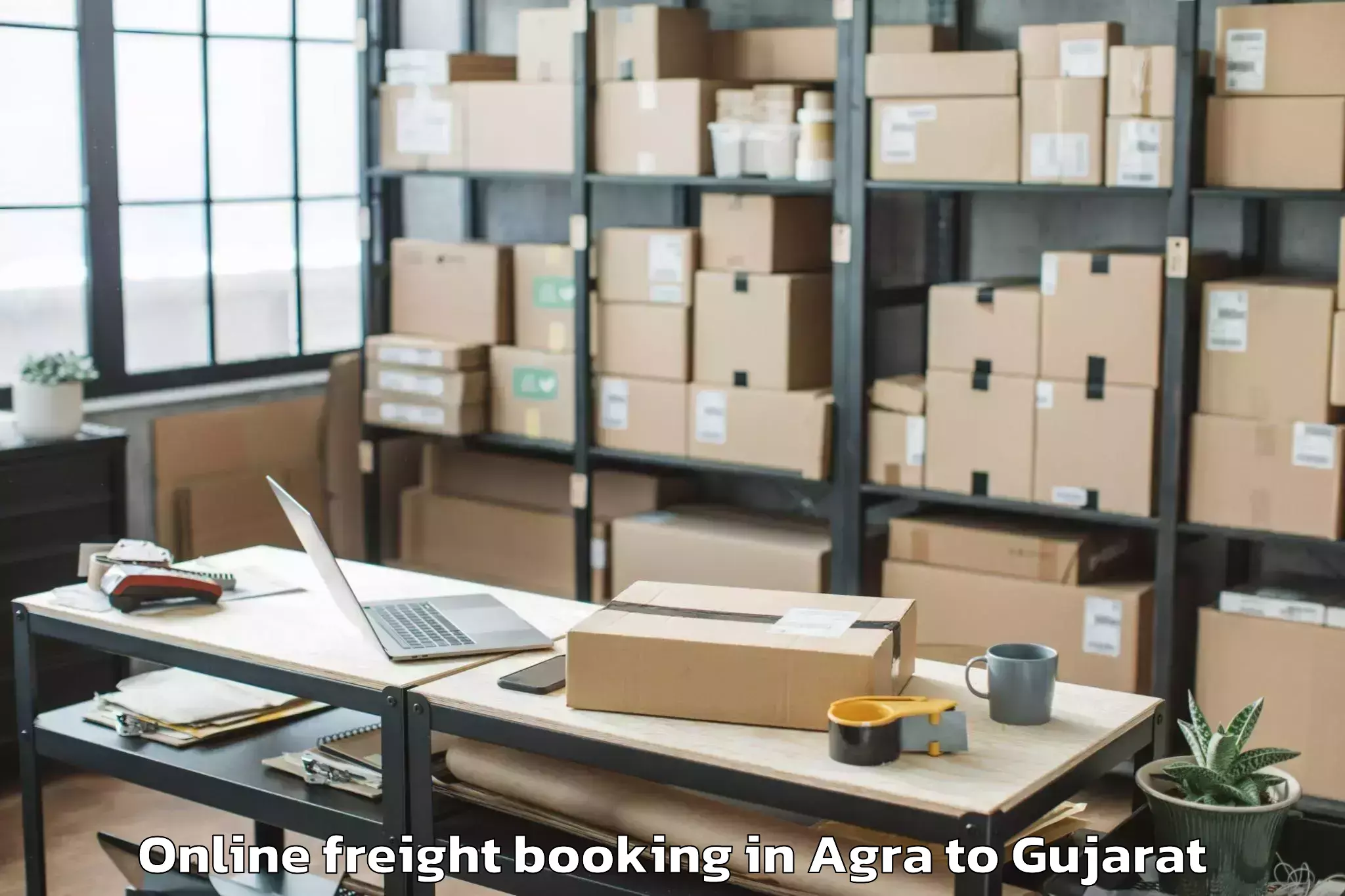 Efficient Agra to Khambhaliya Online Freight Booking